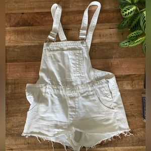 White denim overalls